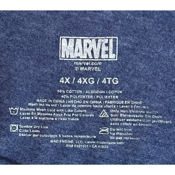 Marvel Avengers Superhero Collage T-Shirt 4X Blue Tee Hulk Iron Man Thor Cap - Picture 3 of 10